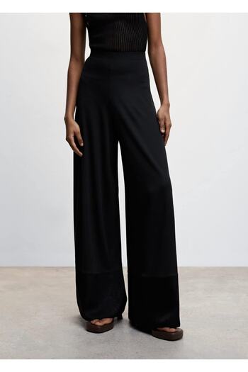 MANGO Woman Satin Paneled Palazzo Trousers