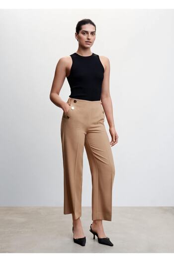 MANGO Woman Short-Legged Buttoned Trousers