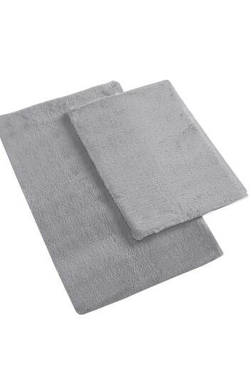 Decomia Home Gray Non-Slip Cotton Plush Post Bath Mat Double Set Bathroom Rug Toilet Seat Set (40x60+60x90)