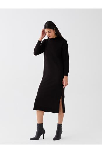 LC Waikiki Women's Knitwear Dress - Half Turtleneck, Solid Long Sleeve