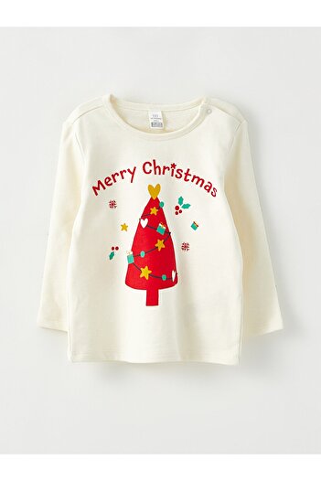 LC Waikiki Langarm-Pyjama-Set für Babys mit Rundhalsausschnitt und Neujahrsmotiv