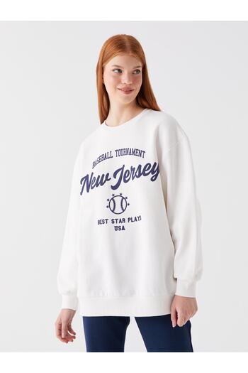 LC Waikiki Long Sleeve Oversize Crew Neck Women's Sweatshirt - Printed