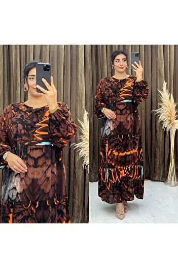 Dm Life Batik Patterned Viscose Dress
