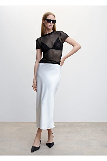 MANGO Woman Knitted T-Shirt with Hole Detail