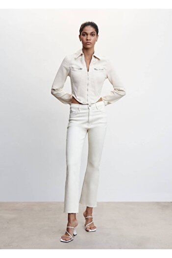 MANGO Woman Flared Cropped Jean Pants
