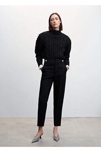 MANGO Woman Straight Cut Buttoned Trousers