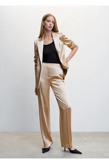 MANGO Woman Satin Trousers - Elastic Waist