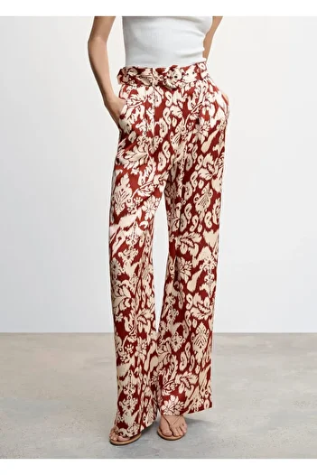 MANGO Woman Patterned Palazzo Trousers