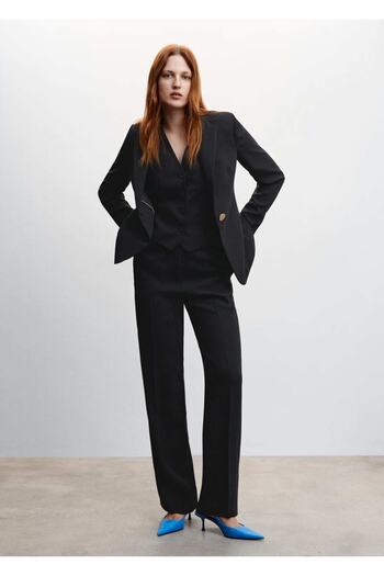 MANGO Woman Buttoned Fabric Blazer Jacket