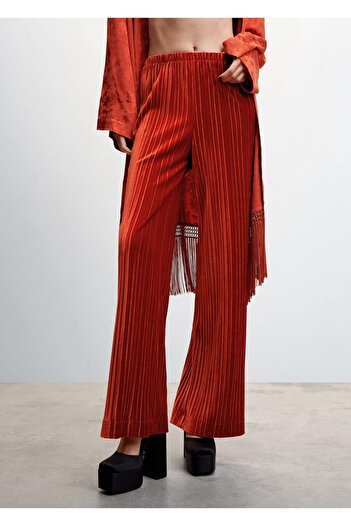 MANGO Woman Pleated Velvet Trousers