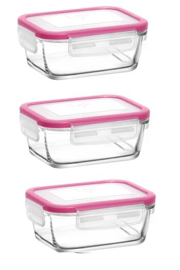 LAV Storage Container 3 Pieces Glass Locking Storage Container Frs237 400cc