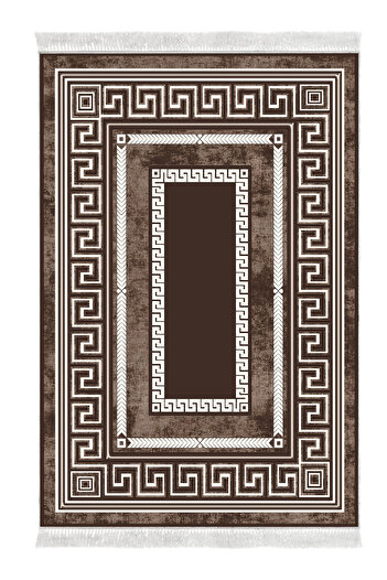 Alanur Home Eko Trend DJT 3-Piece Washable Non-Slip Base Bathroom Mat Set 651M Modern Brown