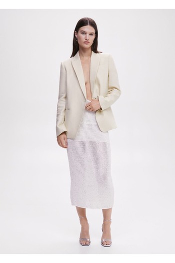 MANGO Woman Buttoned Linen Blazer Jacket