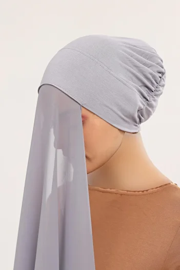 Altobeh Ready Practical Luxury Snap Elastic Boned Chiffon Shawl Gray