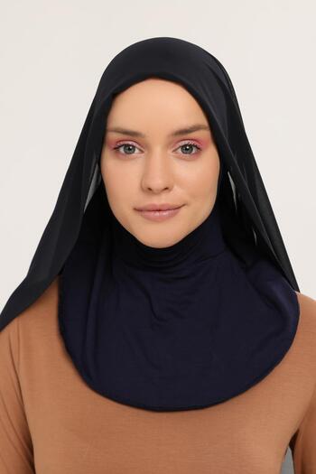 Altobeh Ready Practical Luxury Neck Collar Beaded Chiffon Shawl Navy Blue