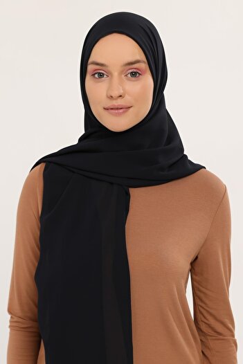 Altobeh Ready Practical Luxury Neck Collar Beaded Chiffon Shawl Navy Blue