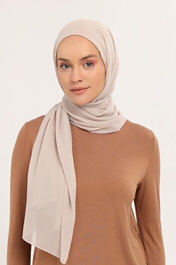 Altobeh Ready Practical Luxury Interlocking Elastic Boned Chiffon Shawl Sand Beige