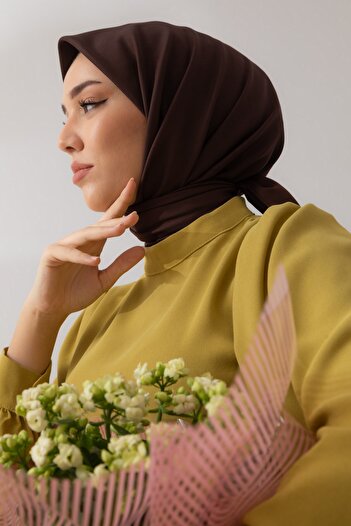 Silk Home Düz Twill Eşarp - Acı Kahve