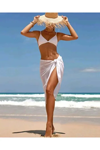 bikinistan White tulle pareo skirt