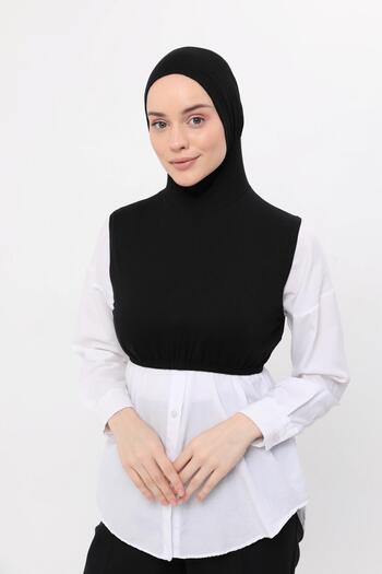 Altobeh Zero Sleeve Neck Collar Boned Half Body Black