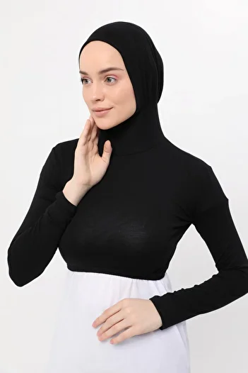 Altobeh Long Sleeve Neck Collar Boneli Half Body Black