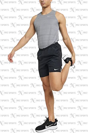 Nike Dri-Fit Challenger 7BF Runnig Siyah Standart Kesim Erkek Koşu Şort