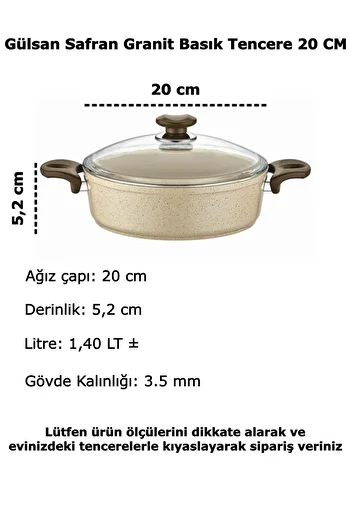 gülsan Saffron Granite Flat Pot 20 Cm