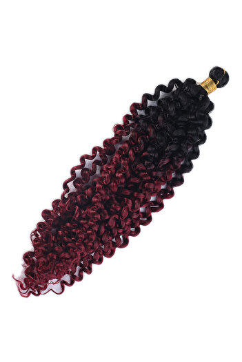 KONAK PERUK Black Red Ombreli Afro Wave Hair