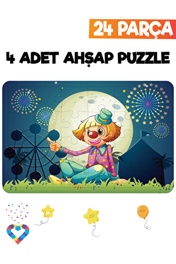 esatoys 24 Parçalı Montessori Ahşap Puzzle – 4-5 Yaş Eğitici Oyuncak