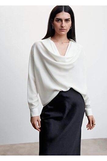 MANGO Woman Drape Collar Blouse