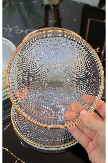 İLİVA Glass Cake Plate - Gilded Luxury Cake (16CM) (Single)