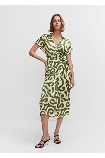 MANGO Woman Φόρεμα κομμένο με μοτίβο