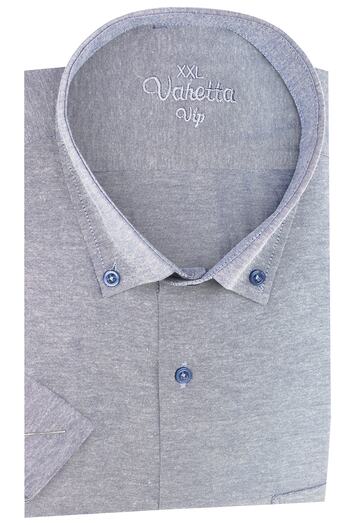Varetta Men's Dark Gray Short Sleeve Large Size Cotton Satin Shirt
