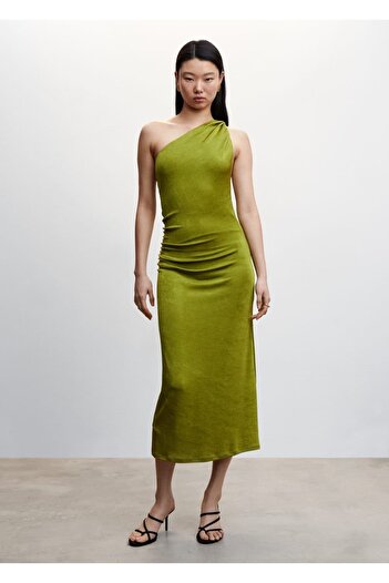 MANGO Woman Draped Asymmetrical Long Dress