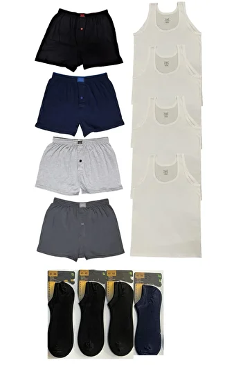 Tutku Men's 4 Pieces Boxer, 4 Pieces Athlete - 4 Pieces Boxer - 4 Pieces Bamboo Sneaker Socks Set