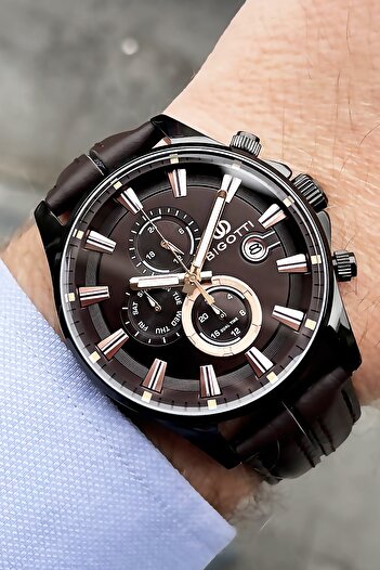 Bigotti Real Leather Men's Wristwatch 5 ATM Waterproof Brown + Bracelet BME2007C3