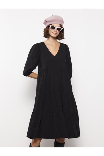 LC Waikiki Poplin V-Neck Women's Dress