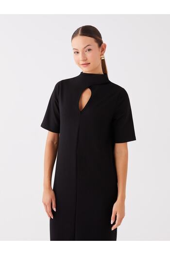LC Waikiki Women's Stand Collar and Short Sleeve Dress