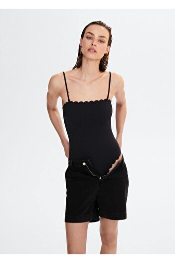 MANGO Woman Woven Swimsuit with Wavy Edges