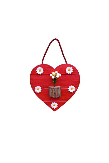 Bahat Wooden Pine Tree Heart Daisy Wall Flower Pot Door Ornament Artificial Flower