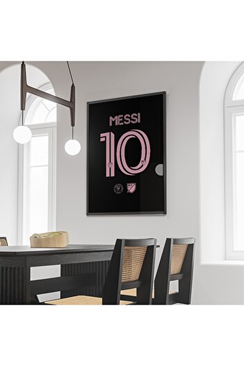 Sekiz Numara Lionel Messi Miami İnter Siyah Forma Poster Tablo
