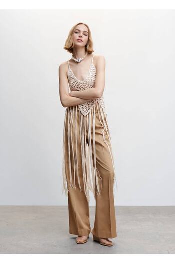 MANGO Woman Fringed Crochet Top