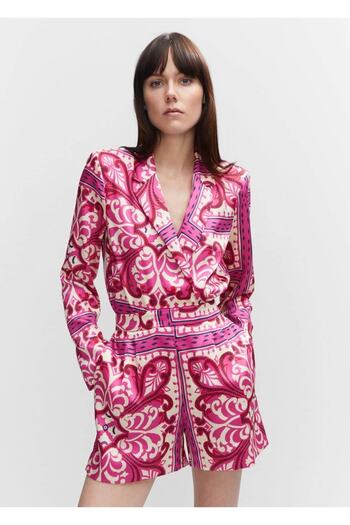 MANGO Woman Patterned satin shorts