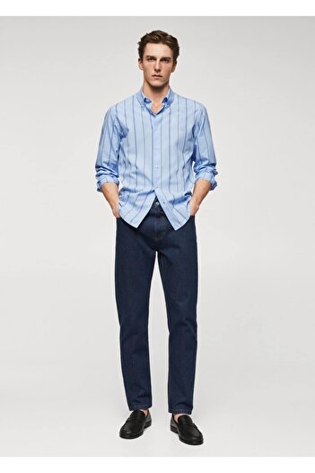 MANGO Man Ριγέ Βαμβακερό Slim Fit πουκάμισο