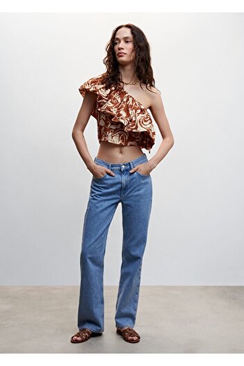 MANGO Woman Asymmetrical Ruffle Top