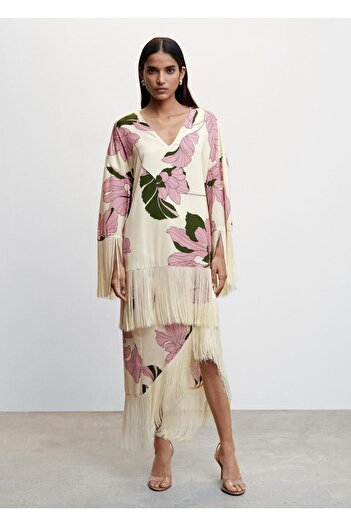 MANGO Woman Λεπτομερής μπλούζα με κρόσσια