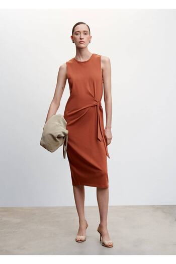 MANGO Woman Bow Cut-out Detailed Dress