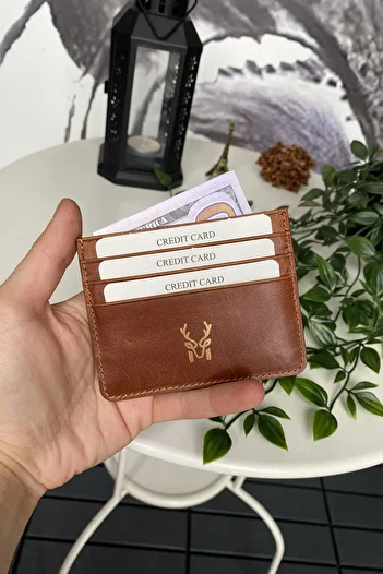 Modica Ducal Ultra Thin Tan Credit Card Holder - Genuine Leather with Minimalist Gift Box