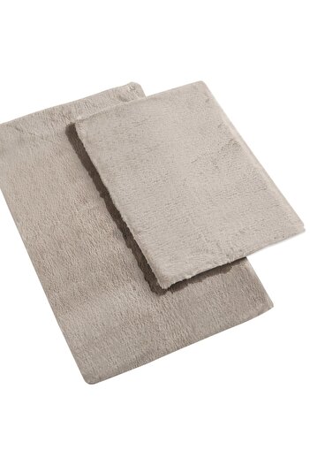 Decomia Home Mink Beige Αντιολισθητικό βαμβακερό βελούδινο στρώμα διπλό χαλάκι μπάνιου Σετ καθίσματος τουαλέτας χαλί μπάνιου (40x60+60x90)
