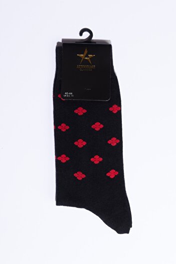 ALTINYILDIZ CLASSICS Men's Black-Red Patterned Socks